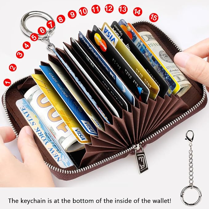 FurArt Zipper Wallet Women, RFID Blocking Credit Card Wallet, Business Card - Image 3
