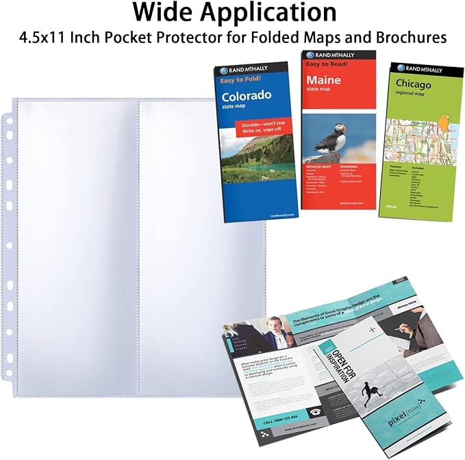30 Pack 60 Pockets 4.5x11” Folded Map Sleeves, Ultra-Clear Brochure Organizer - Image 4