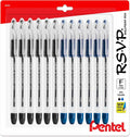 Pentel RSVP Ballpoint Pens, 0.7mm Fine Point, 6 Black & 6 Blue Ink Pentel Pens by PentelofAmerica