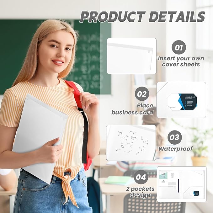 Henoyso 18 Pack White Plastic Folders - Image 3