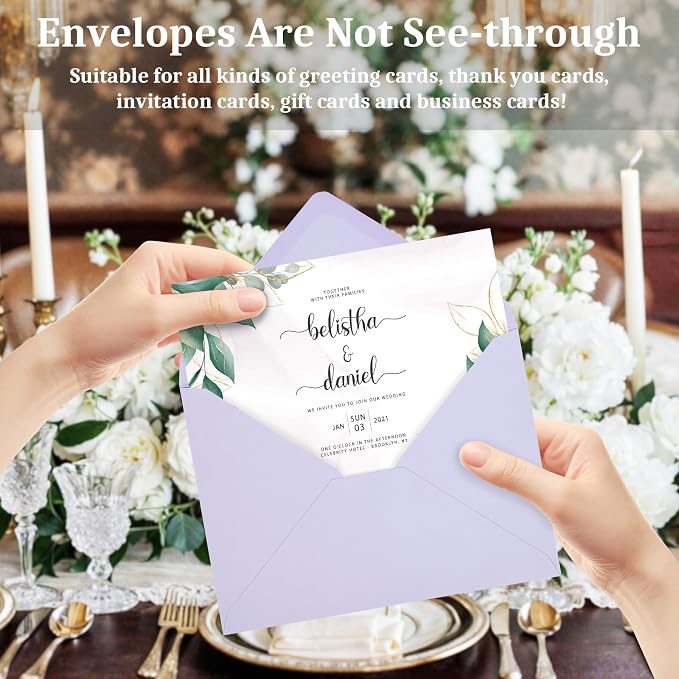 200 Pack A7 Envelopes, Light Purple Greeting Card Envelopes Self Seal, 5.24 x - Image 5