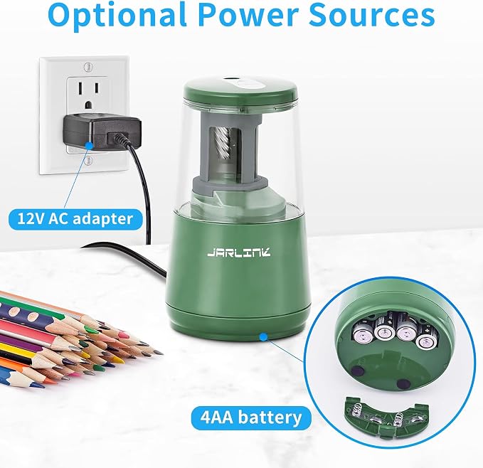 JARLINK Electric Pencil Sharpener, Heavy-Duty Helical Blade to Fast Sharpen - Image 5
