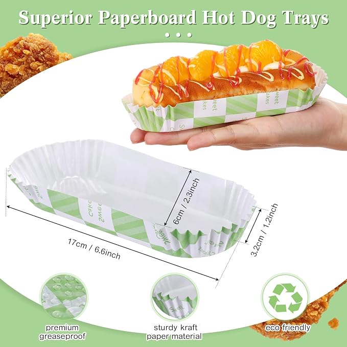 Yinkin 300 Pcs Paper Hot Dog Trays Valentine's Day 6 Inch Food Trays Concession - Image 2