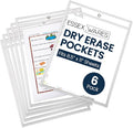 Essex Wares - 6 Pack, Dry Erase Pocket Document Protectors, Water-Resistant & by EssexWares