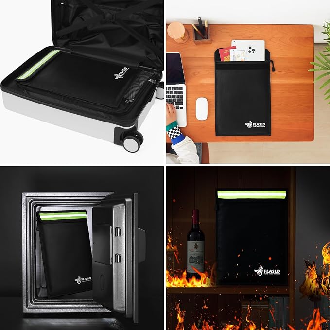 FLASLD Fireproof Document & Money Bags, Large Fireproof & Water Resistant Bag - Image 5