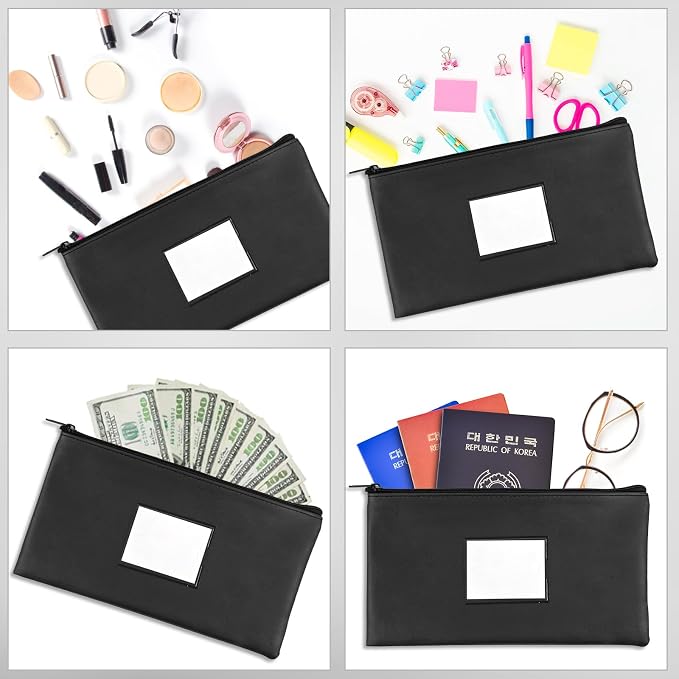 6 Pieces Money Bags with Zipper, Money Pouch, PU Bank Deposit Bags, Bank Bag - Image 9