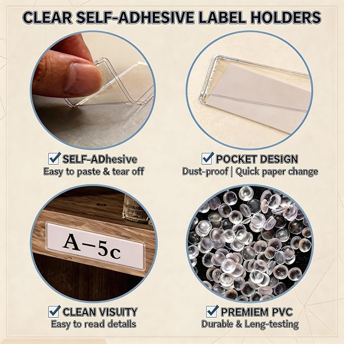 Self Adhesive Label Holders, ELEMGULY 200 Pack Adhesive Shelf Tag Shelf Label - Image 4