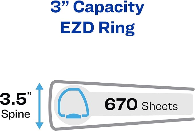 Avery Heavy-Duty View 3 Ring Binder, 3 Inch One Touch EZD Rings, 670-Sheet - Image 3