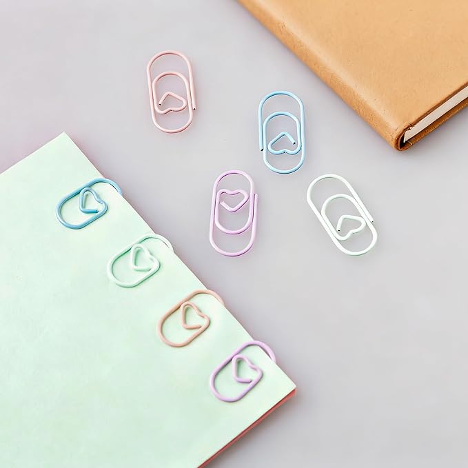 100 Pcs Heart Paper Clips, Colorful Decorative Paperclips - Image 3