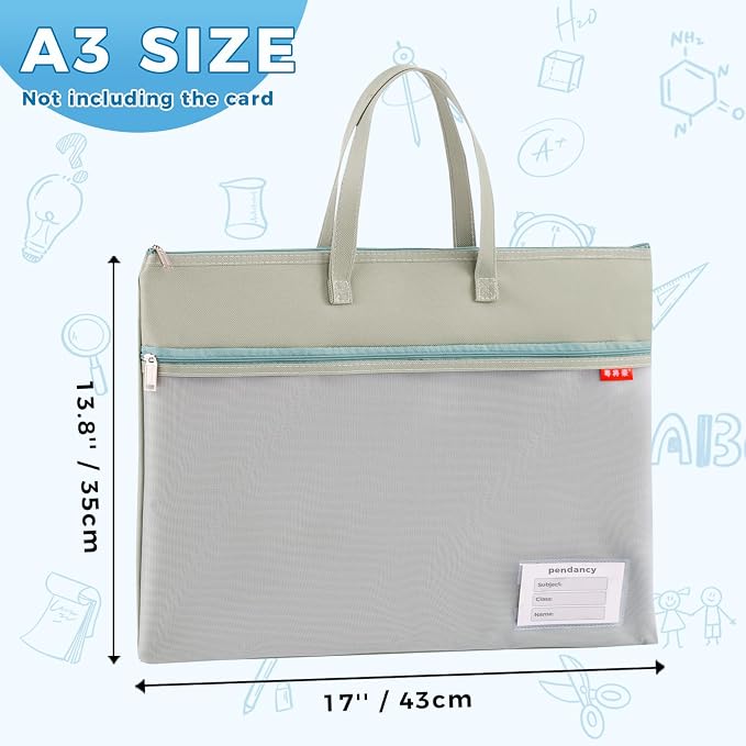 Pendancy Mesh Zipper Pouch A3 Size, Large Double Pocket Waterproof File Bag - Image 2