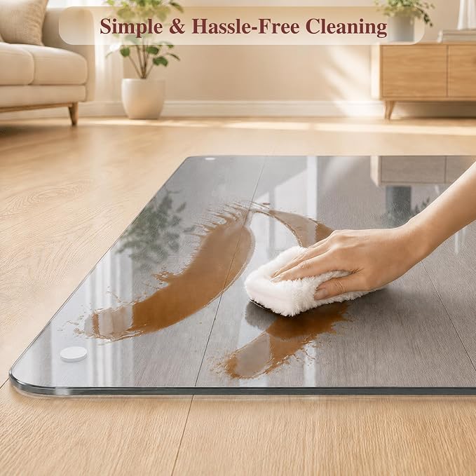 Tempered Glass Chair Mat, Hides Dirt/Fur Better, Noise-Free Gliding Shatterproof - Image 6