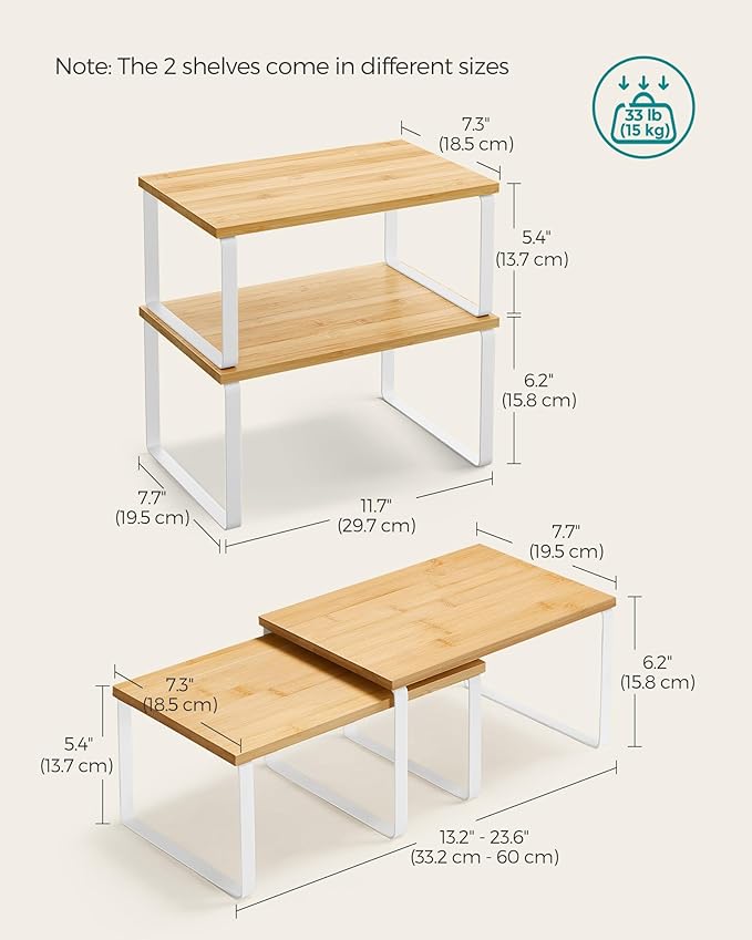 SONGMICS Cabinet Organizer Shelf, Kitchen Storage, Spice Rack, Expandable - Image 2