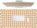 Scalloped‌ Orange Checkered Gingham Desk Mat Cute Pastel Large Mouse Pad Kawaii by Unknown