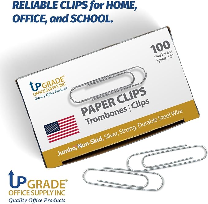 Upgrade Office Supply Jumbo Paper Clips, 6 Boxes of 100, Made in USA - Image 2