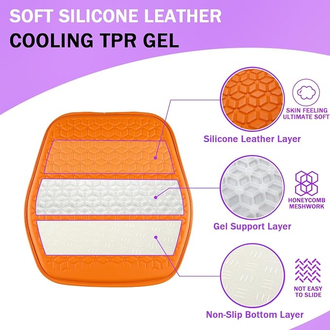 Thin Gel Seat Cushion for Car Seat, Office Chair, Wheelchair, Golf Cart - Image 3
