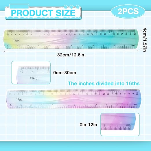 2 Pcs Flexible Ruler, 12 Inch Bendable Ruler - Image 4