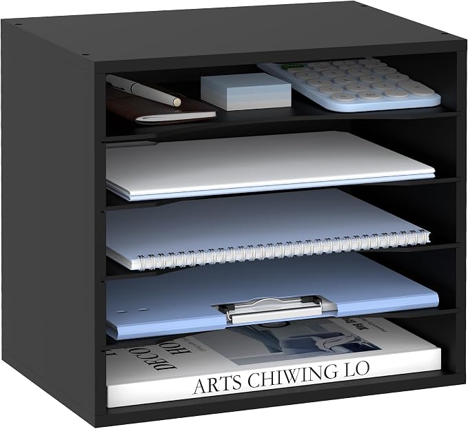 SUPEASY Wood Desk Organizer, 5 Tier Paper File Organizer by SUPEASY