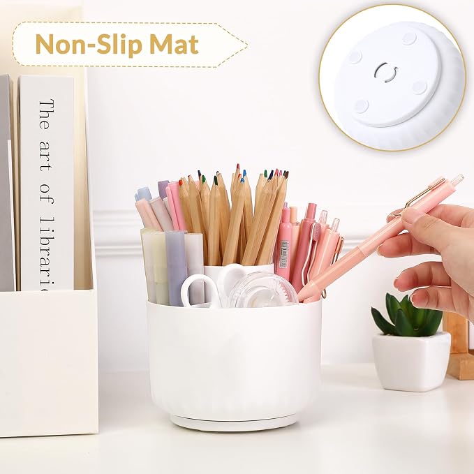 SKYDUE 360 Degree Rotating Desk Organizer, Dual-Purpose Pencil Pen Holder - Image 4