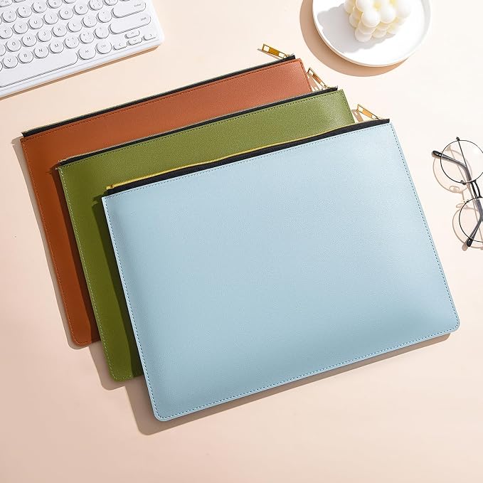 PU Leather A4 File Folder Zipper Document Holder Envelope Folder Case - Image 8