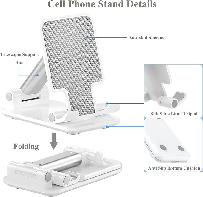 Meetuo 2 Pcs Cell Phone Stand for Desk, Adjustable & Foldable Phone Holder | - Image 5