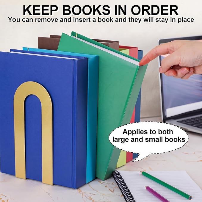 Chunful 6 Pcs Modern Metal Book Ends - Image 3