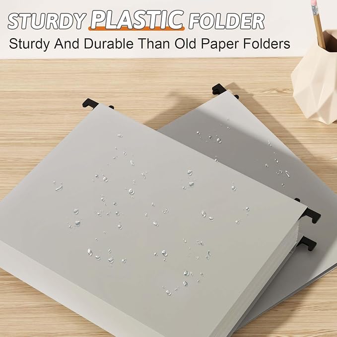 Extra Capacity Plastic Hanging File Folder Letter Size, 12 Pack Reinforced Hang - Image 2