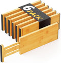 SpaceAid Bamboo Dresser Drawer Dividers 6 Pack, 4.65“ High Adjustable 12.5“-17” by SpaceAid