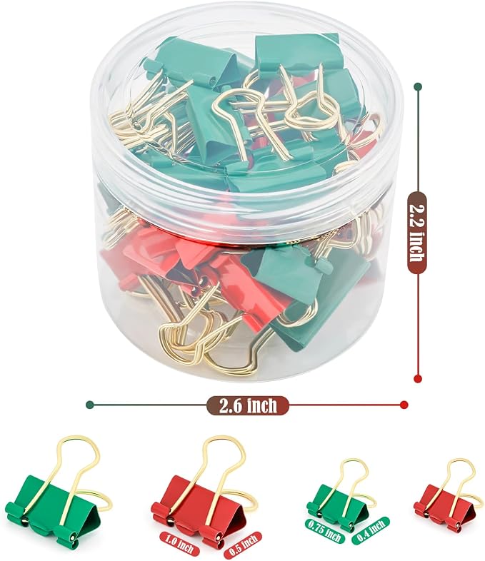 BAYTORY 40Pcs Binder Clips Colored, Binder Clips Assorted Sizes, - Image 2