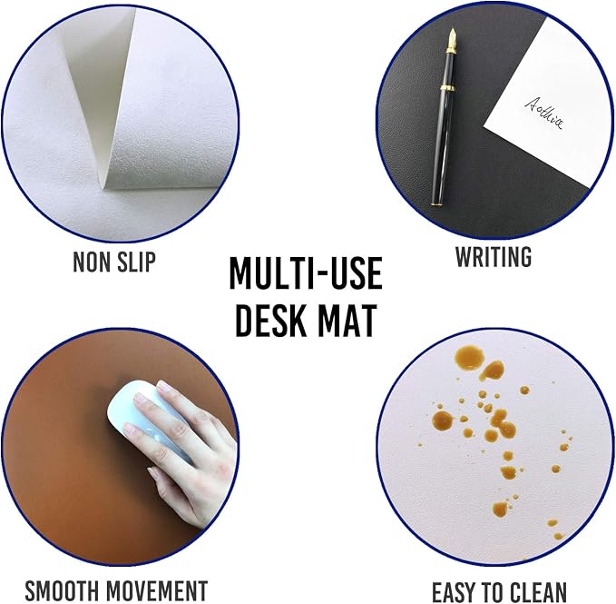 Aothia Leather Desk Pad Protector, Mouse Pad, Office Desk Mat, Non-Slip PU - Image 5