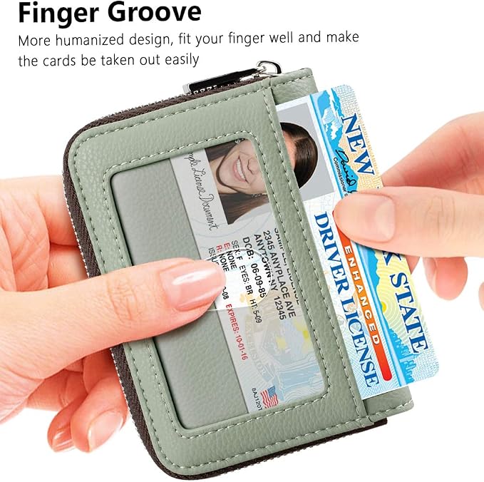 FurArt Zipper Wallet Women, RFID Blocking Credit Card Wallet, Business Card - Image 2
