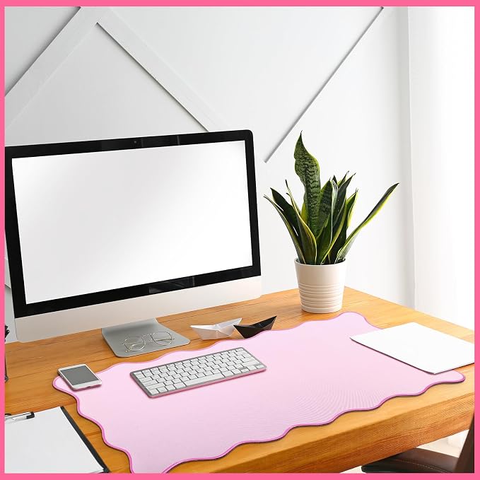 Hahafelt Scalloped Desk Mat Large Desk Pad Cute Coquette Table Mat Back to - Image 5