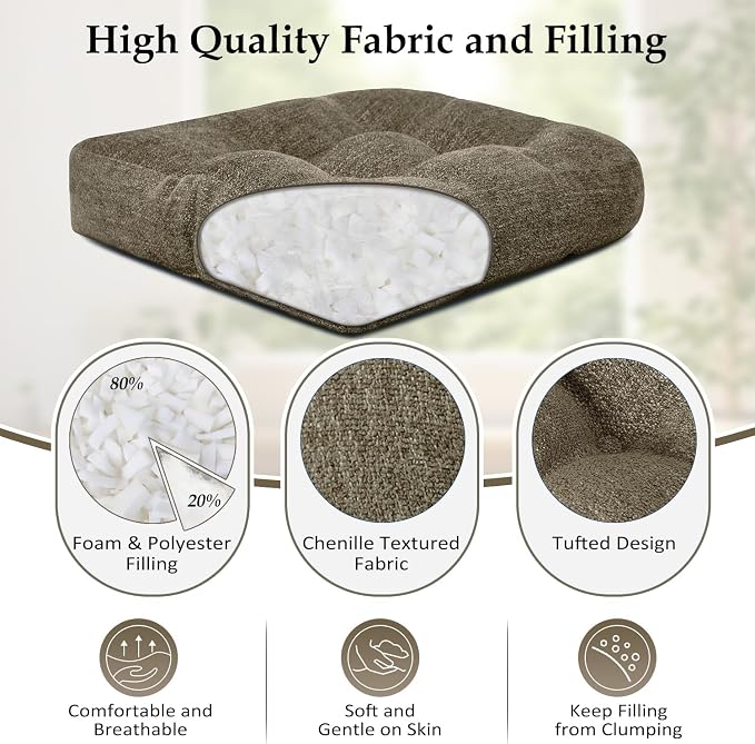 downluxe Chair Cushions for Dining Chairs 4 Pack, Tufted Indoor Chair Pads - Image 2