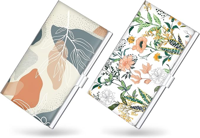 2 Pack Business Card Holder，Color Printing Men's and Women's Business Card by xiviers
