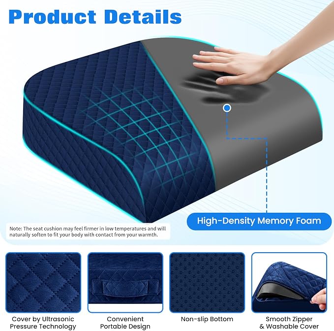 Seat Cushion for Office Chair, Memory Foam Chair Cushions, Car Seat Cushion for - Image 3