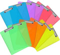 Plastic Clipboards, PANDRI 12 Pack Clear Colored Clipboards, Low Profile Clip by PANDRI