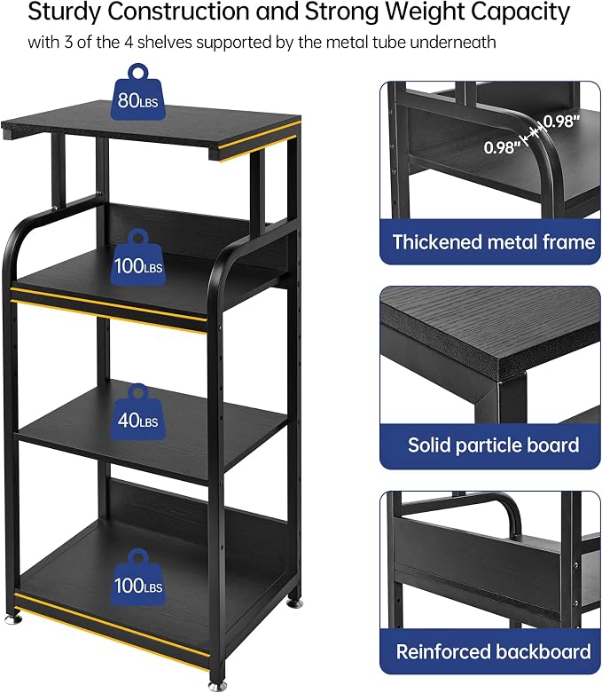 Fannova Printer Stand with Adjustable Shelf, 4 Tier Large Tall Printer Table - Image 5