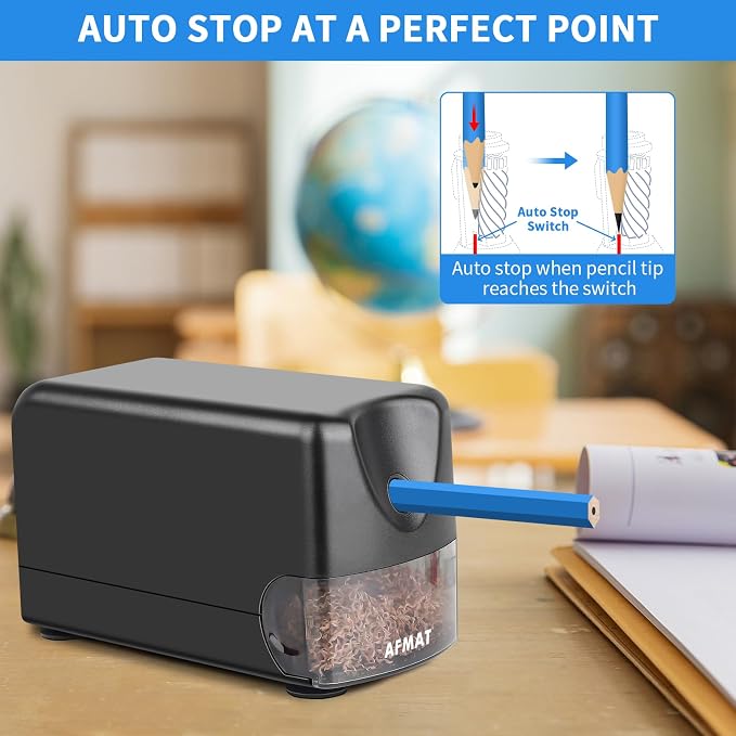 AFMAT Heavy Duty Electric Pencil Sharpener, Classroom Pencil Sharpeners - Image 3