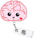 Cute Pink Brain Funny Neurology Nurse Badge Reel, Acrylic Retractable ID Card by LINAYOHA