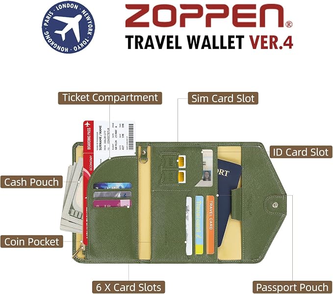 ZOPPEN Mulit-purpose Rfid Blocking Passport Holder Travel Wallet Passport and - Image 4