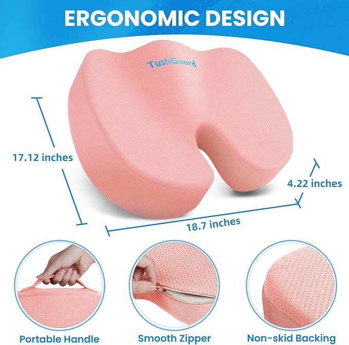 TushGuard Seat Cushion, Office Chair Cushions, Car Seat Cushion, Non-Slip - Image 2