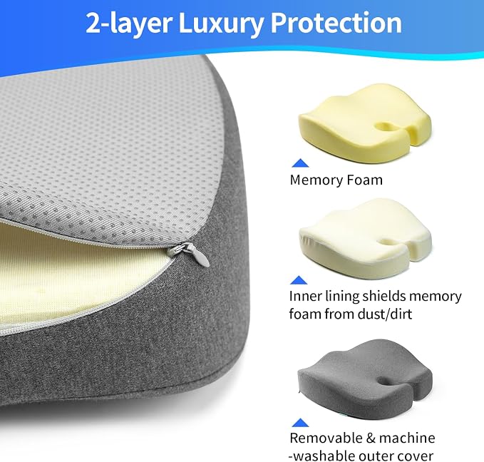 Seat Cushions for Office Chairs & Hip Pain Relief, Extra-Dense Coccyx Cushion - Image 8