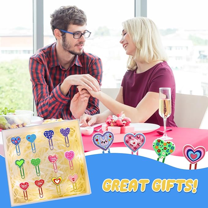 30 PCS Heart Paper Clips Metal Paperclip Large Size Paper Clip Cute Bookmark - Image 6
