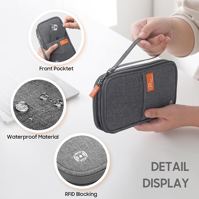 Family Passport Holder Organizer, RFID Blocking Travel Document Case, - Image 5