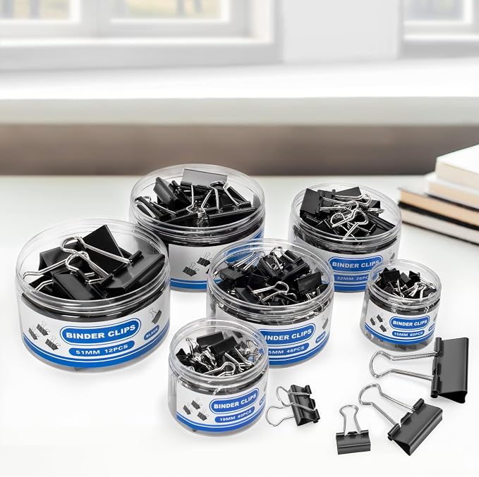 BainGesk 210 PCS Binder Clips Paper Clamps Assorted Sizes, Metal Paper Binder - Image 5