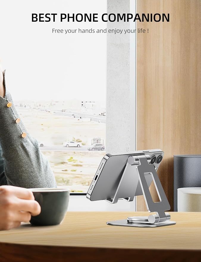 Nulaxy Rotatable Cell Phone Stand, Fully Adjustable Foldable Desktop Phone - Image 7