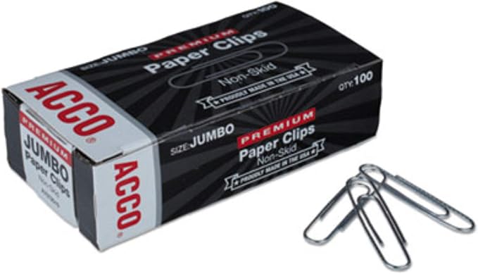 ACCO Jumbo Paper Clips, Steel Wire, 20 Sheet Capacity, 1 Box of 100 Clips - Image 3
