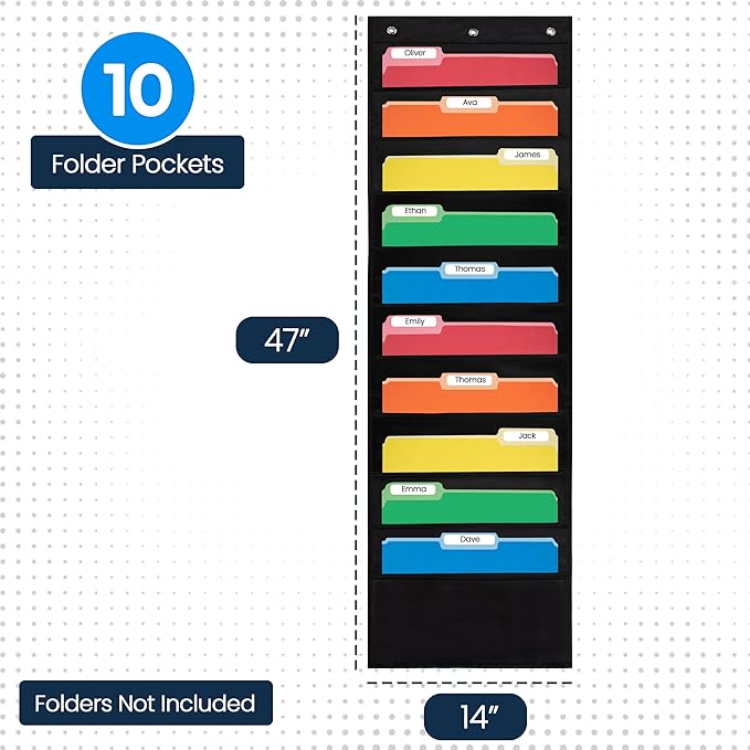 Essex Wares - 10 Pocket File Pocket Chart, and More - Wall Folder Organizer - - Image 2