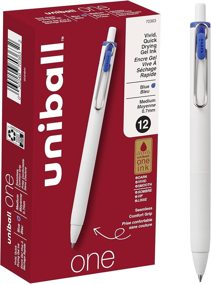 uniball one Retractable Gel Pens, Medium Point, 12 Pack by uni-ball