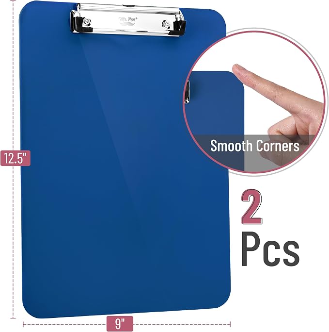 Mr. Pen- Plastic Clipboard, 12.5" x 9", 2 Pack, Clipboard Plastic | Low-Profile - Image 2