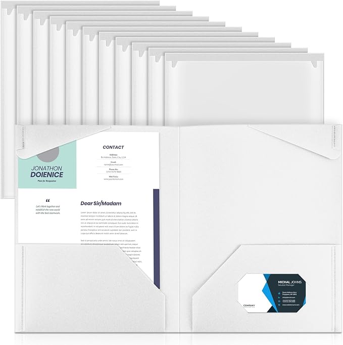 Henoyso 18 Pack White Plastic Folders by Henoyso